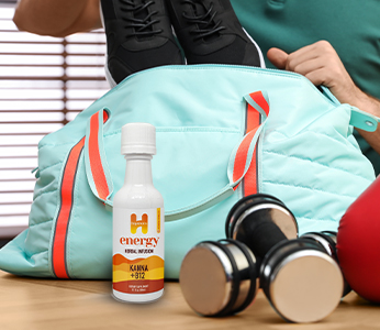 hipshot energy shot at the gym with gym bag